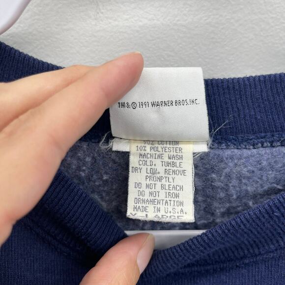 Vintage 1991 Acme Clothing Looney Toons Sweatshirt Mens XL Blue Bugs Bunny Daffy - Picture 6 of 6